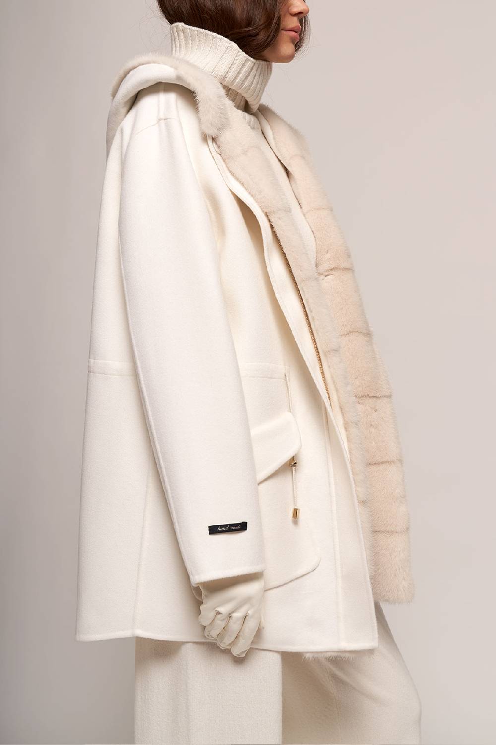 Manzoni 24 Parka in lana con bordo visone Qualità