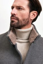 Manzoni 24 Cappotto in lana con collo in montone curly Prezzo Ridotto