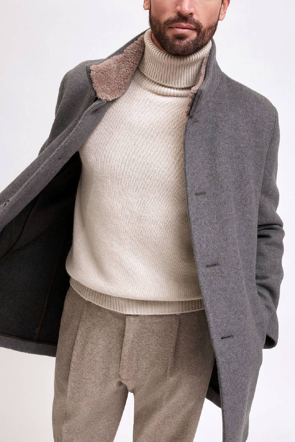 Manzoni 24 Cappotto in lana con collo in montone curly Prezzo Ridotto