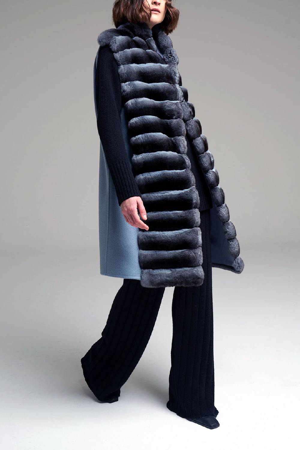 Manzoni 24 Gilet chinchilla con cashmere In Saldo