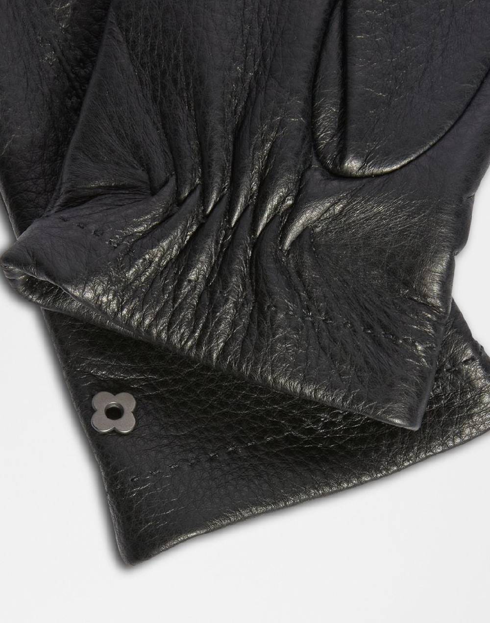 Lardini Guanti neri in pelle di cervo e interno in cashmere Nuovo