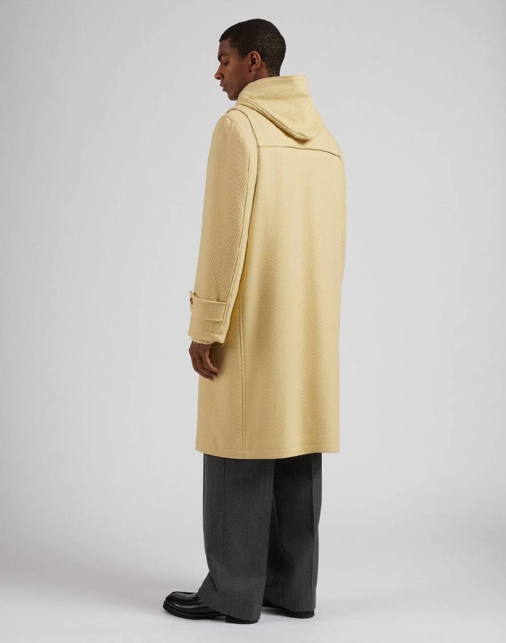 Lardini Montgomery con cappuccio in lana cashmere giallo pastello Pezzi Unici