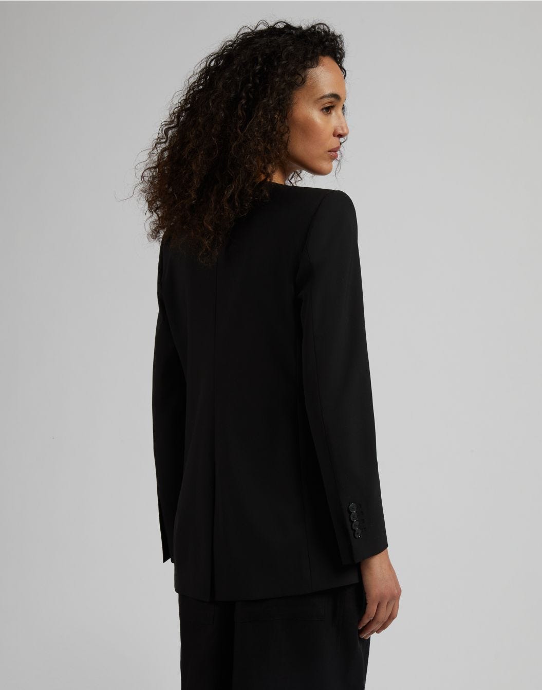 Lardini Giacca monopetto senza collo in tela di lana stretch nera Qualità Garantita