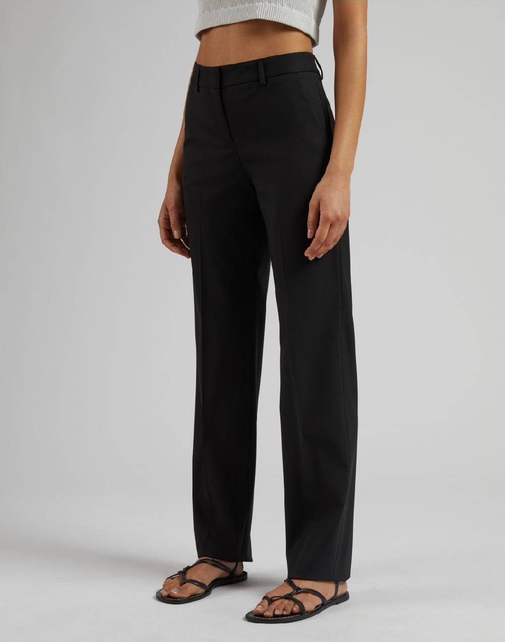 Lardini Pantalone nero gamba dritta regolare in tessuto di lana stretch Negozi Online