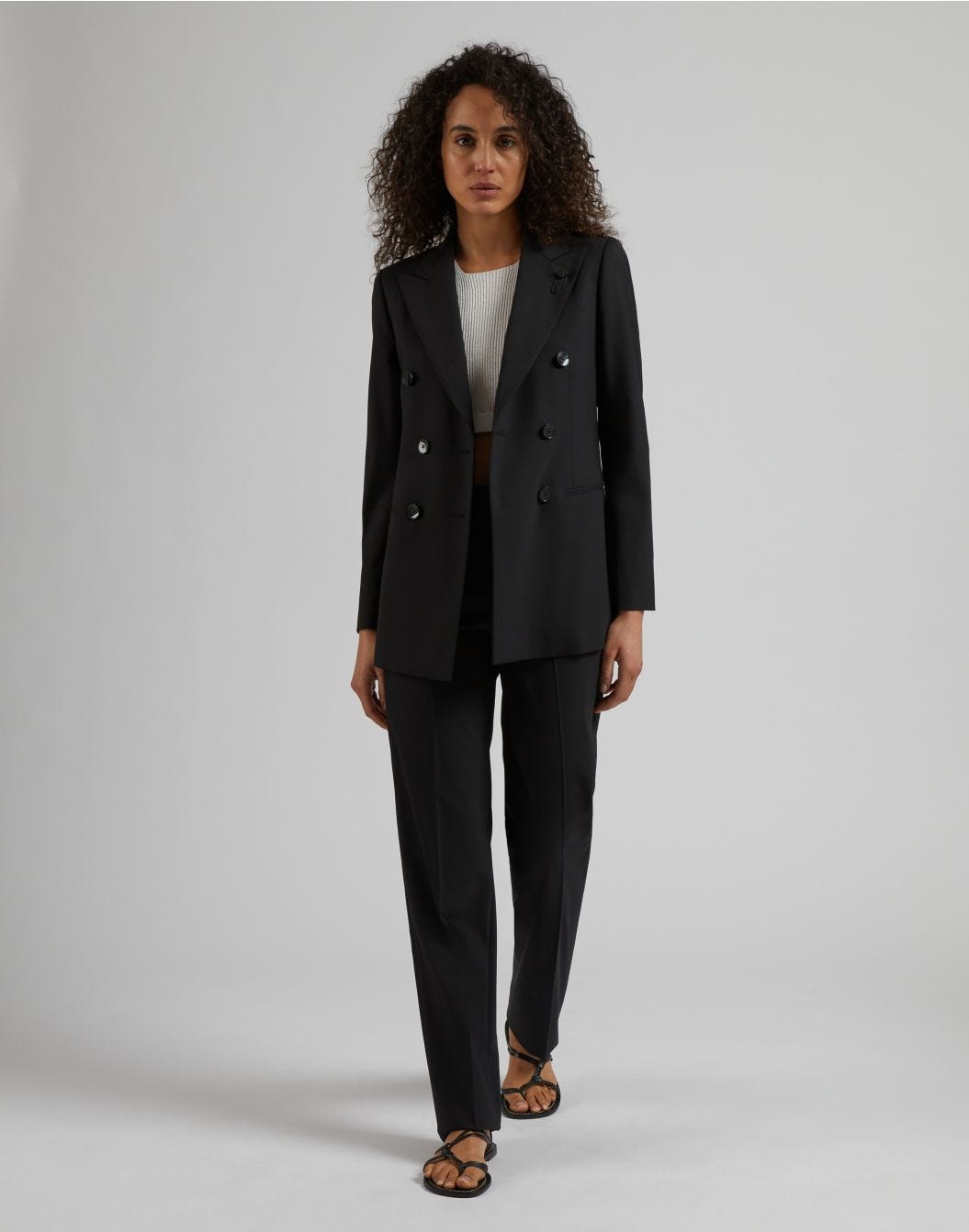 Lardini Pantalone nero gamba dritta regolare in tessuto di lana stretch Negozi Online