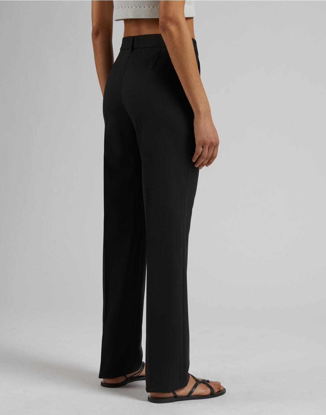Lardini Pantalone nero gamba dritta regolare in tessuto di lana stretch Negozi Online