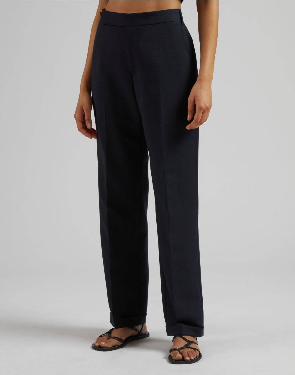 Lardini Pantalone blu gamba dritta regolare in tessuto di lana Acquista Ora