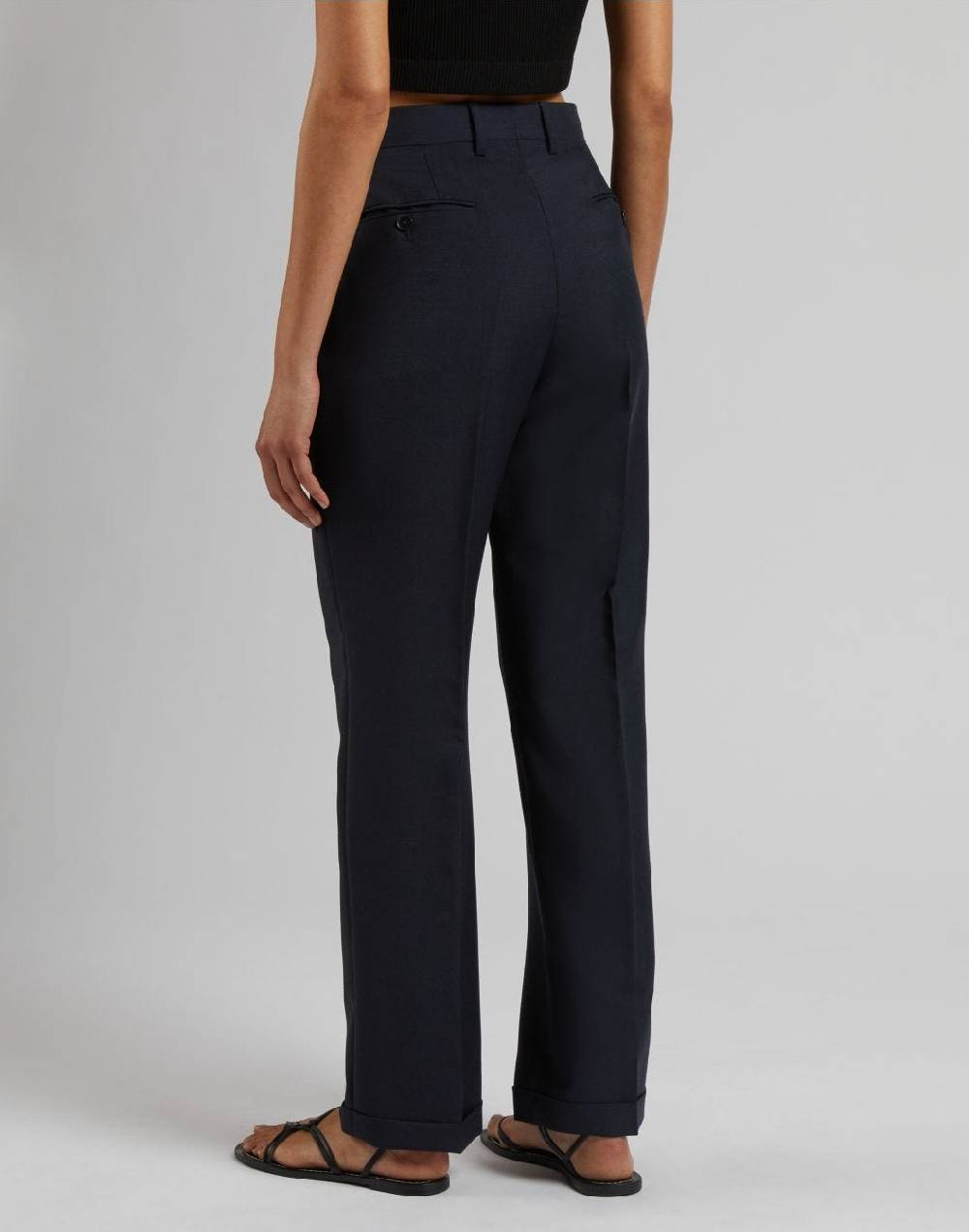 Lardini Pantalone blu gamba dritta regolare in tessuto di lana Acquista Ora