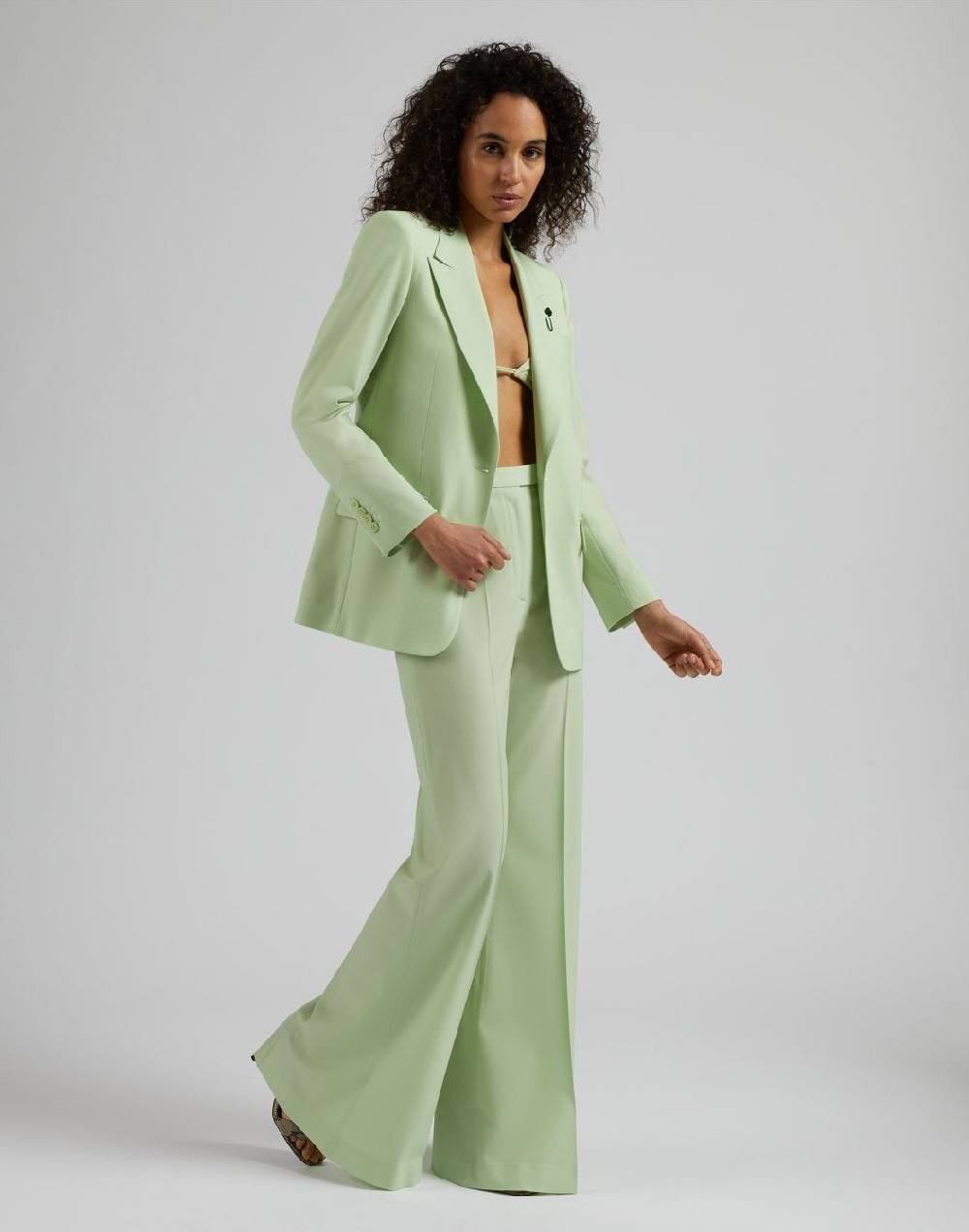 Lardini Pantalone verde a vita alta con fondo a zampa Promozione Limitata