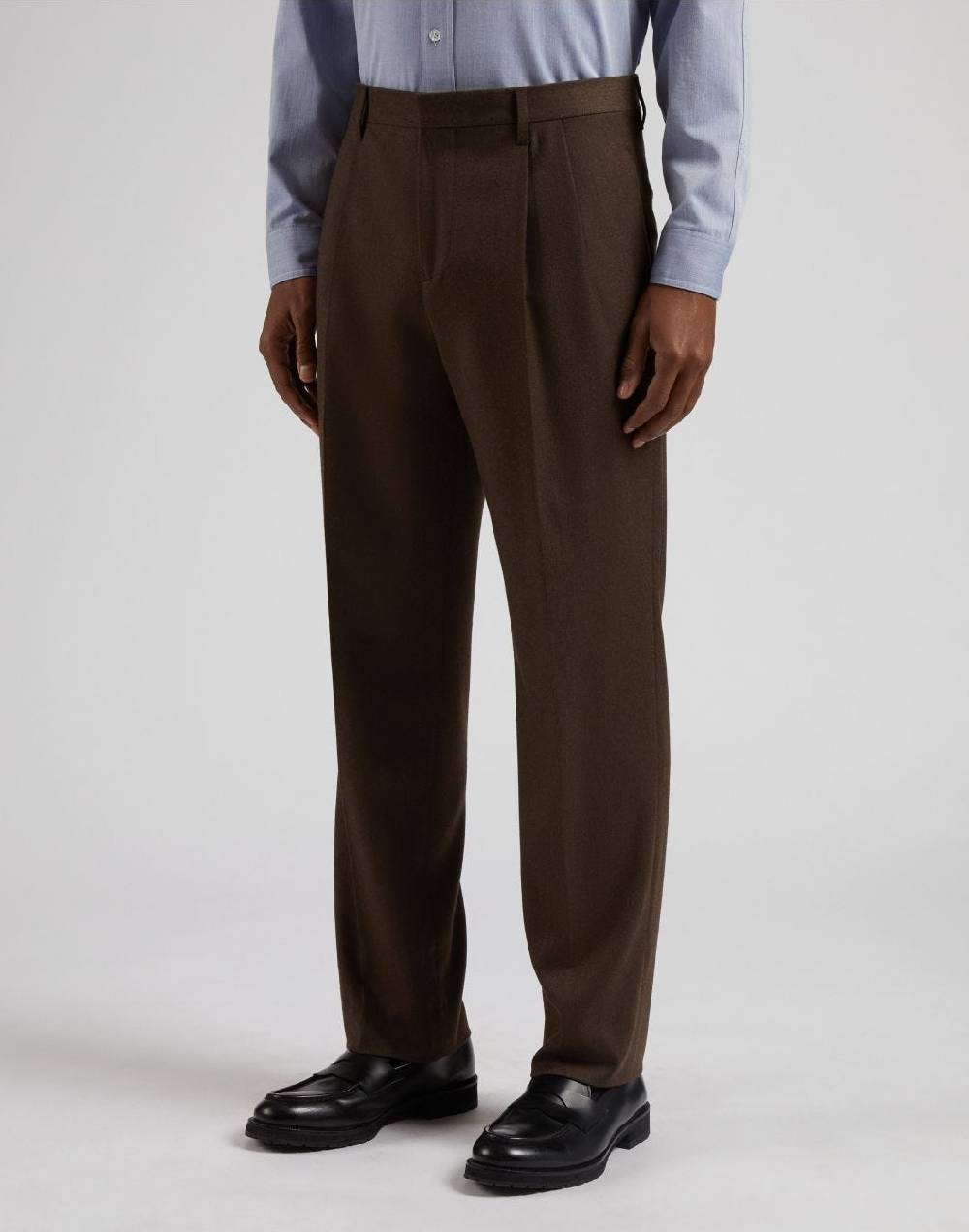 Lardini Pantalone feeling marrone in flanella pettinata Sottocosto
