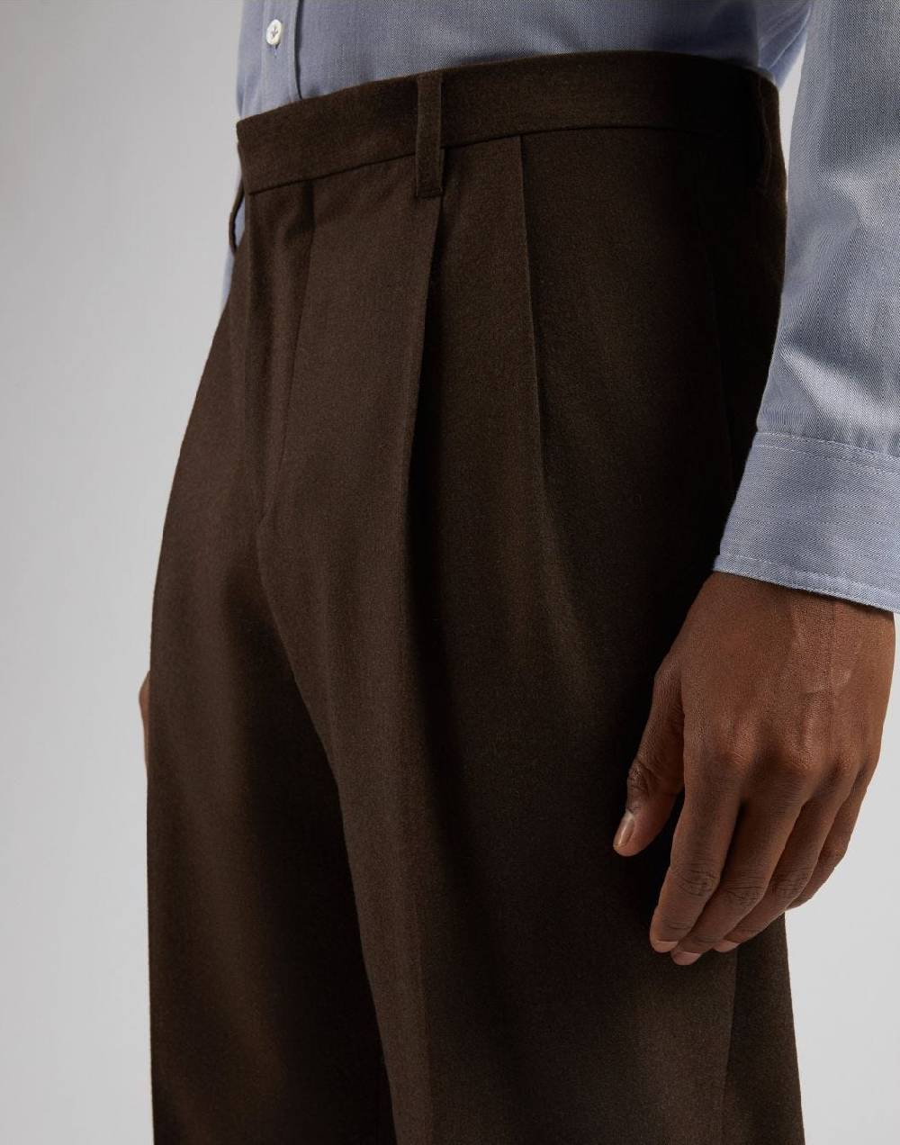 Lardini Pantalone feeling marrone in flanella pettinata Sottocosto