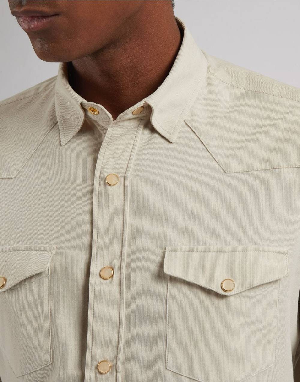 Lardini Camicia ricerca in velluto 3000 righe color panna Convenienza