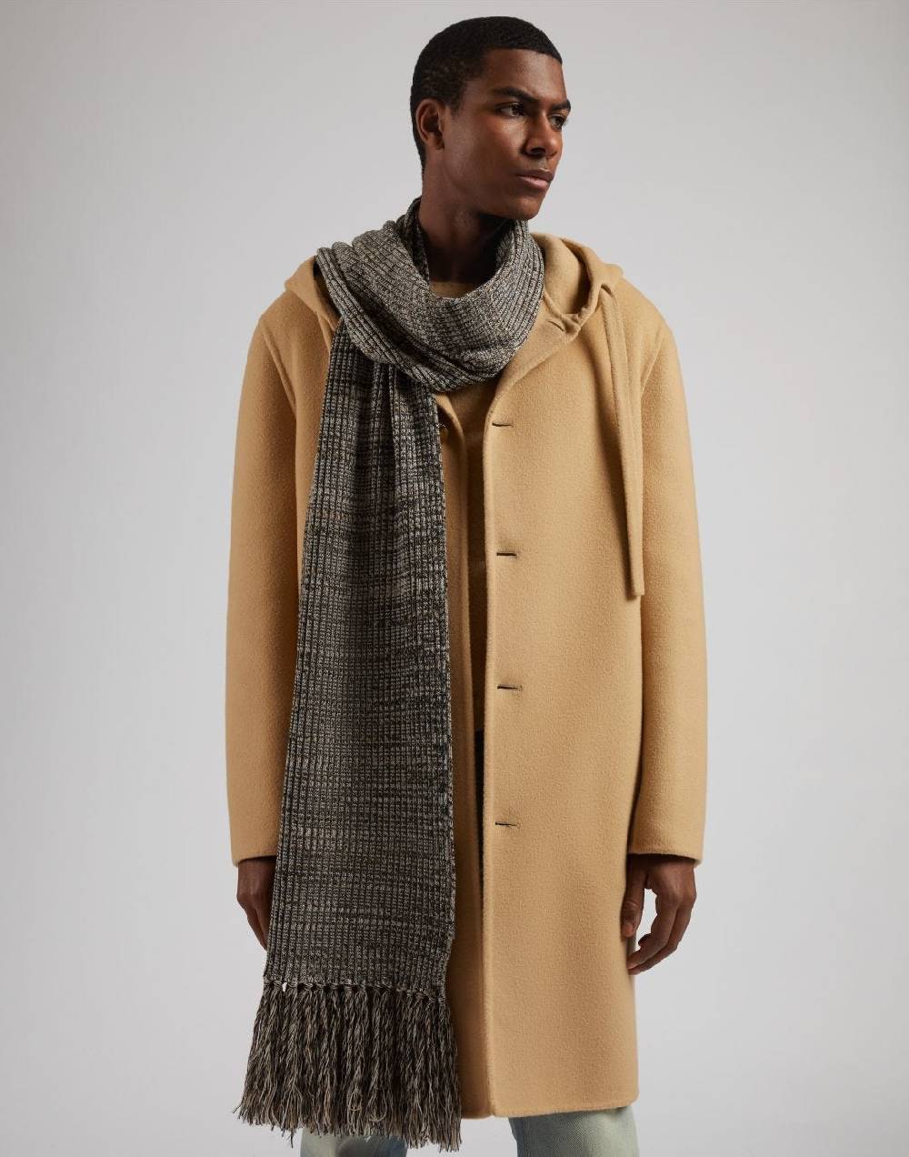 Lardini Sciarpa in lana merino a coste con peneri Novità