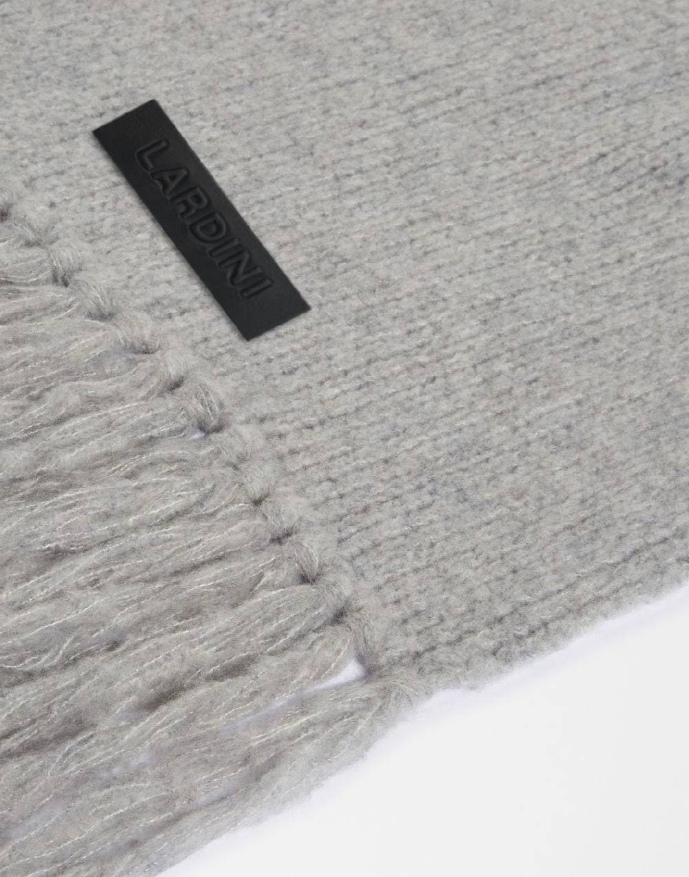 Lardini Sciarpa grigia in maglia di lana e cashmere con peneri Sconto