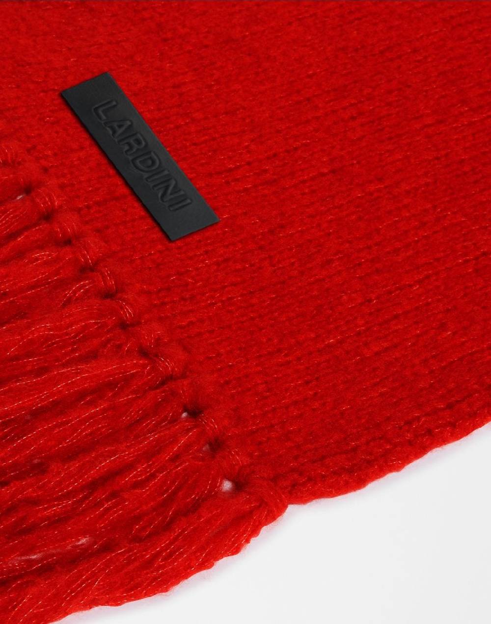 Lardini Sciarpa rossa in maglia di lana e cashmere con peneri Offerta