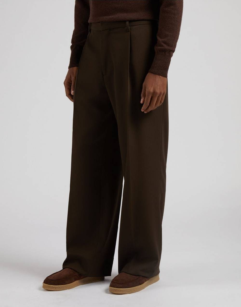 Lardini Pantalone miami marrone in tessuto fluido di pura lana Economico