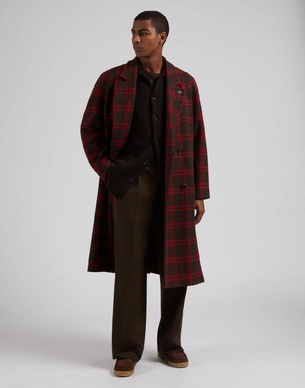 Lardini Pantalone miami marrone in tessuto fluido di pura lana Economico