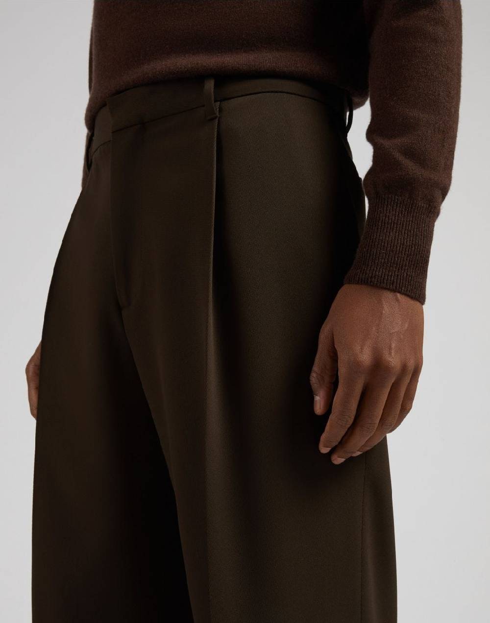 Lardini Pantalone miami marrone in tessuto fluido di pura lana Economico