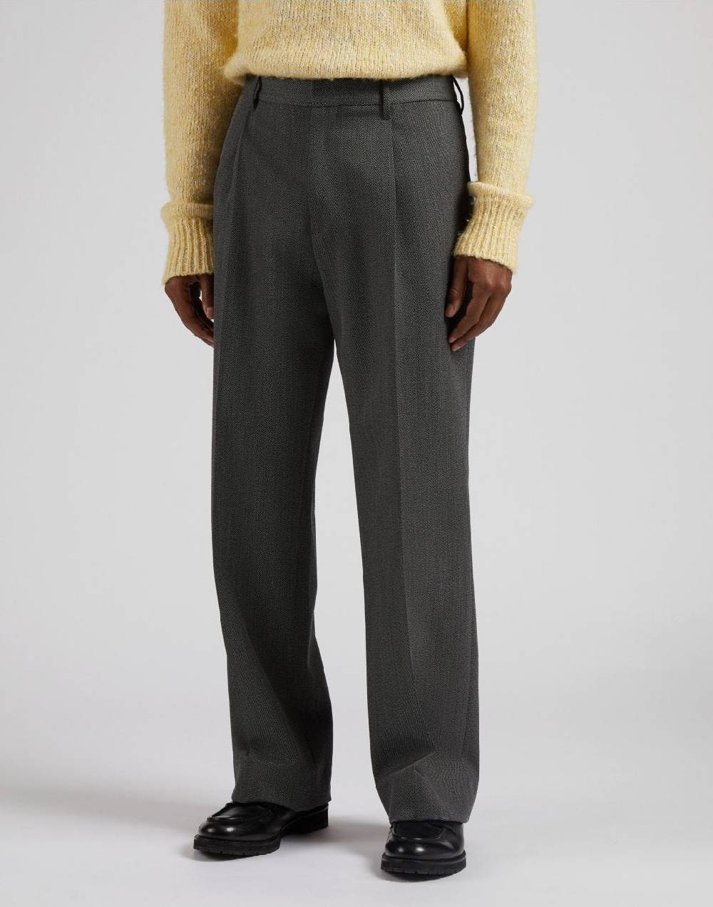 Lardini Pantalone miami in pura lana grigia con diagonale a contrasto Online