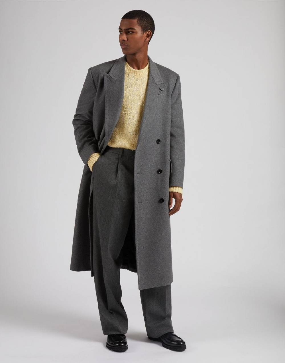 Lardini Pantalone miami in pura lana grigia con diagonale a contrasto Online