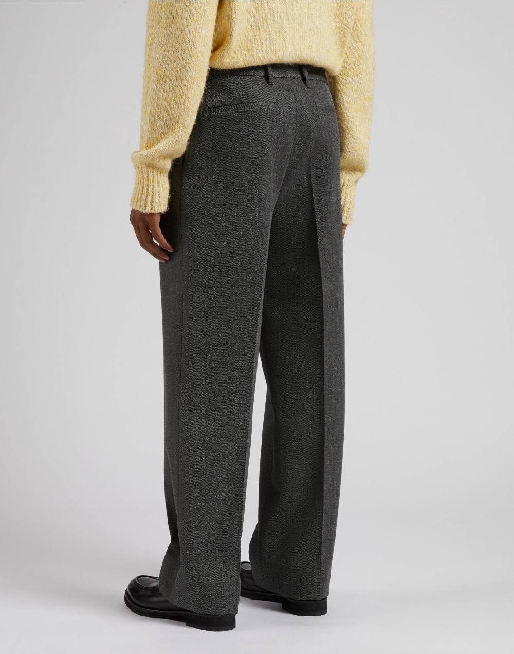 Lardini Pantalone miami in pura lana grigia con diagonale a contrasto Online
