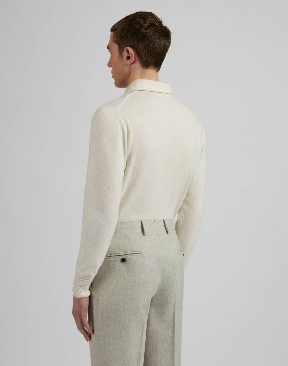 Lardini Polo bianca in 100% puro cashmere cariaggi titolo 2/28 In Vendita