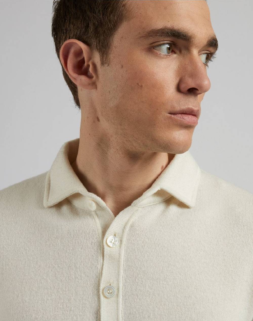 Lardini Polo bianca in 100% puro cashmere cariaggi titolo 2/28 In Vendita