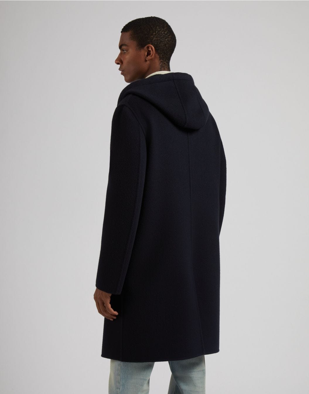 Lardini Cappotto monopetto blu in lana con cappuccio e coulisse Hotsell