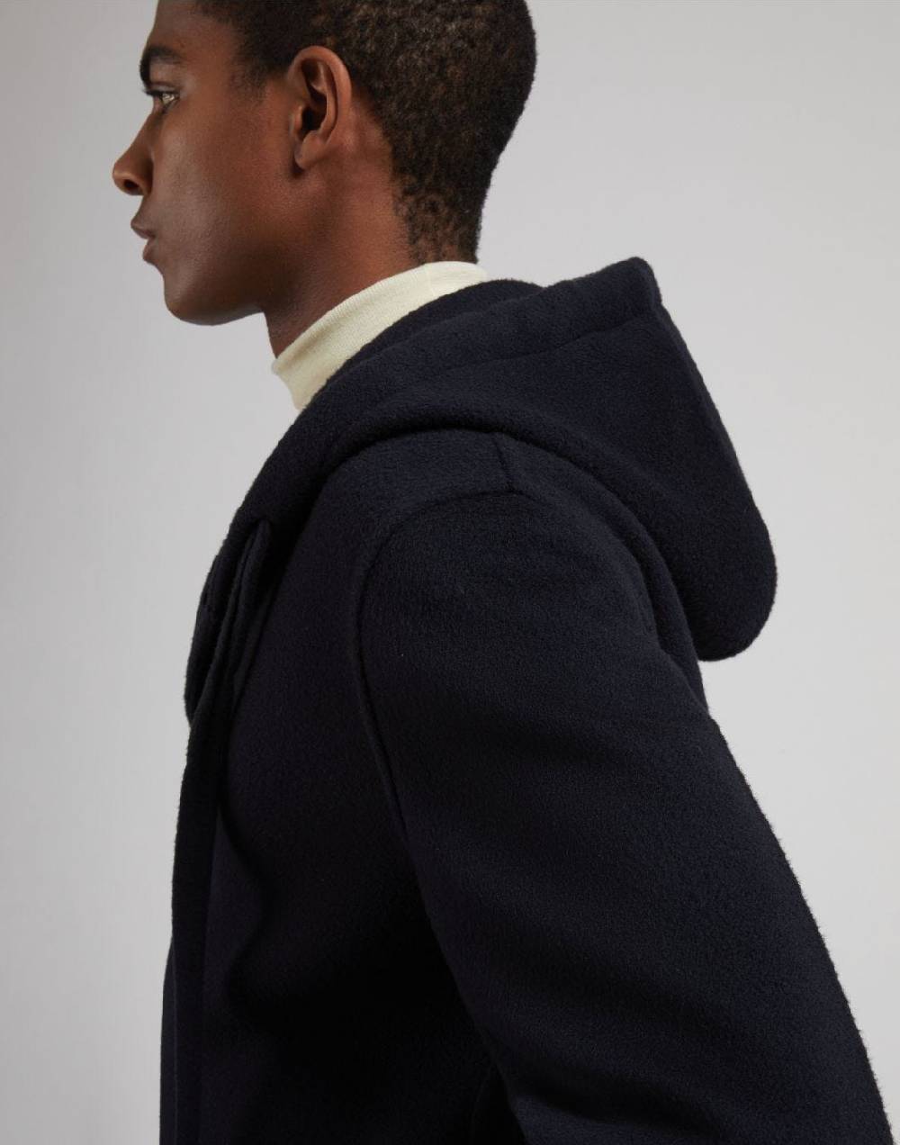 Lardini Cappotto monopetto blu in lana con cappuccio e coulisse Hotsell