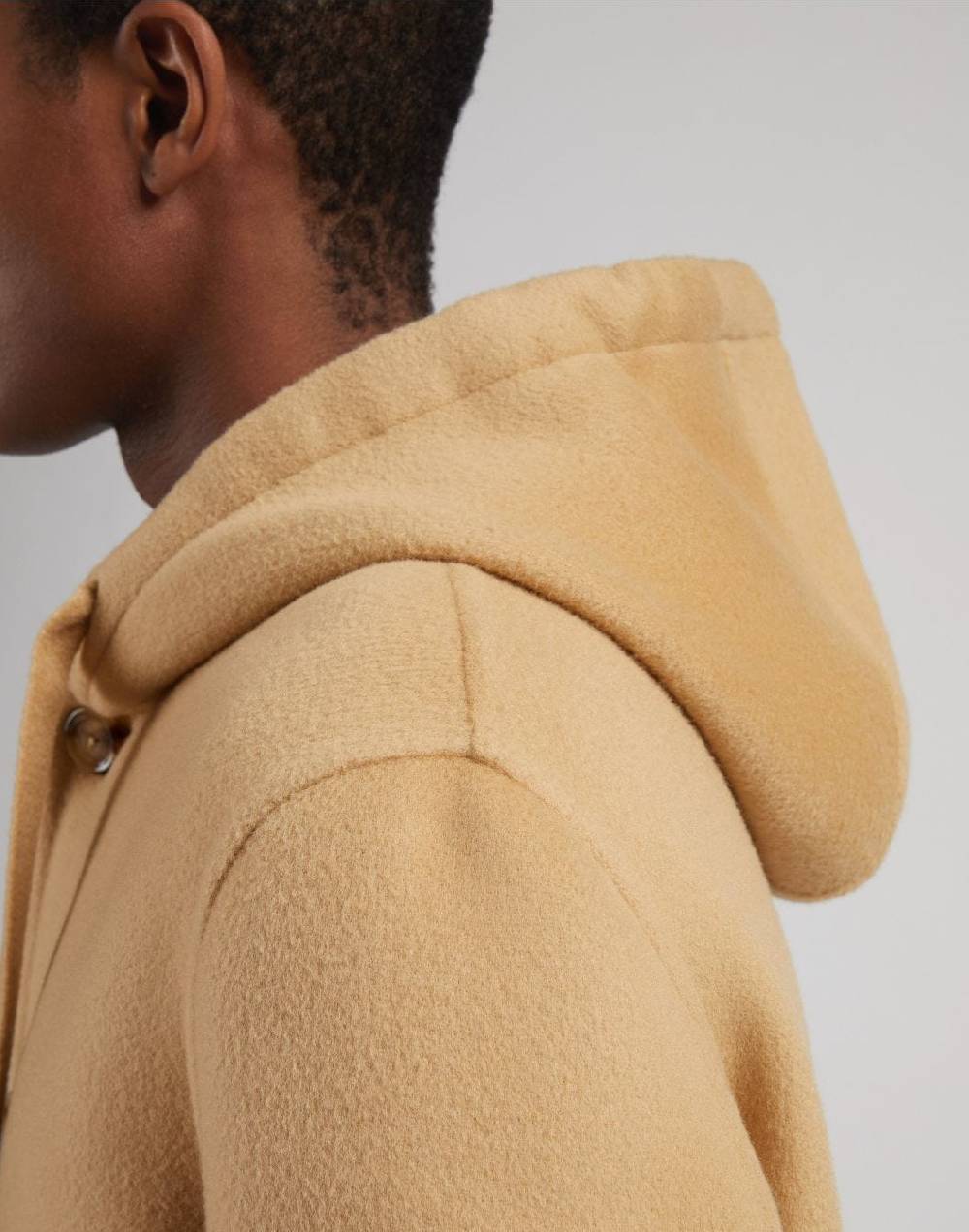 Lardini Cappotto monopetto beige in lana con cappuccio e coulisse Vendita Calda