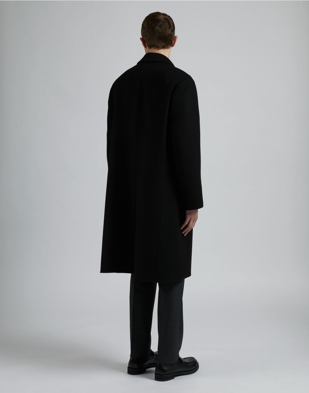Lardini Cappotto monopetto nero in lana con finta davanti Vendita Economica