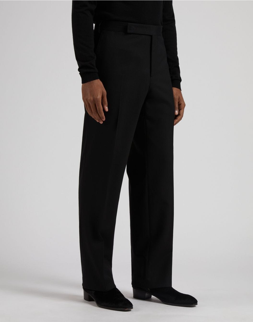 Lardini Pantalone nero in flanella pettinata Saldi Di Fabbrica