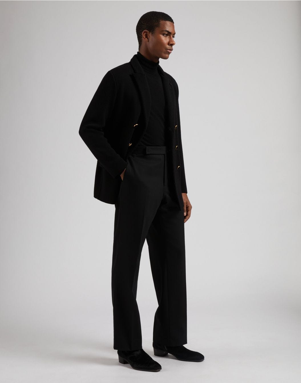 Lardini Pantalone nero in flanella pettinata Saldi Di Fabbrica