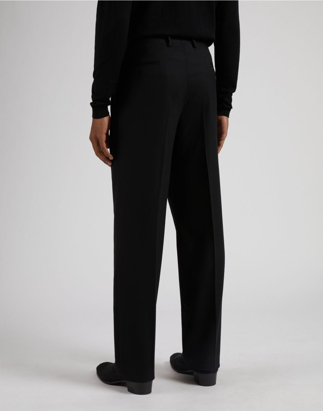 Lardini Pantalone nero in flanella pettinata Saldi Di Fabbrica