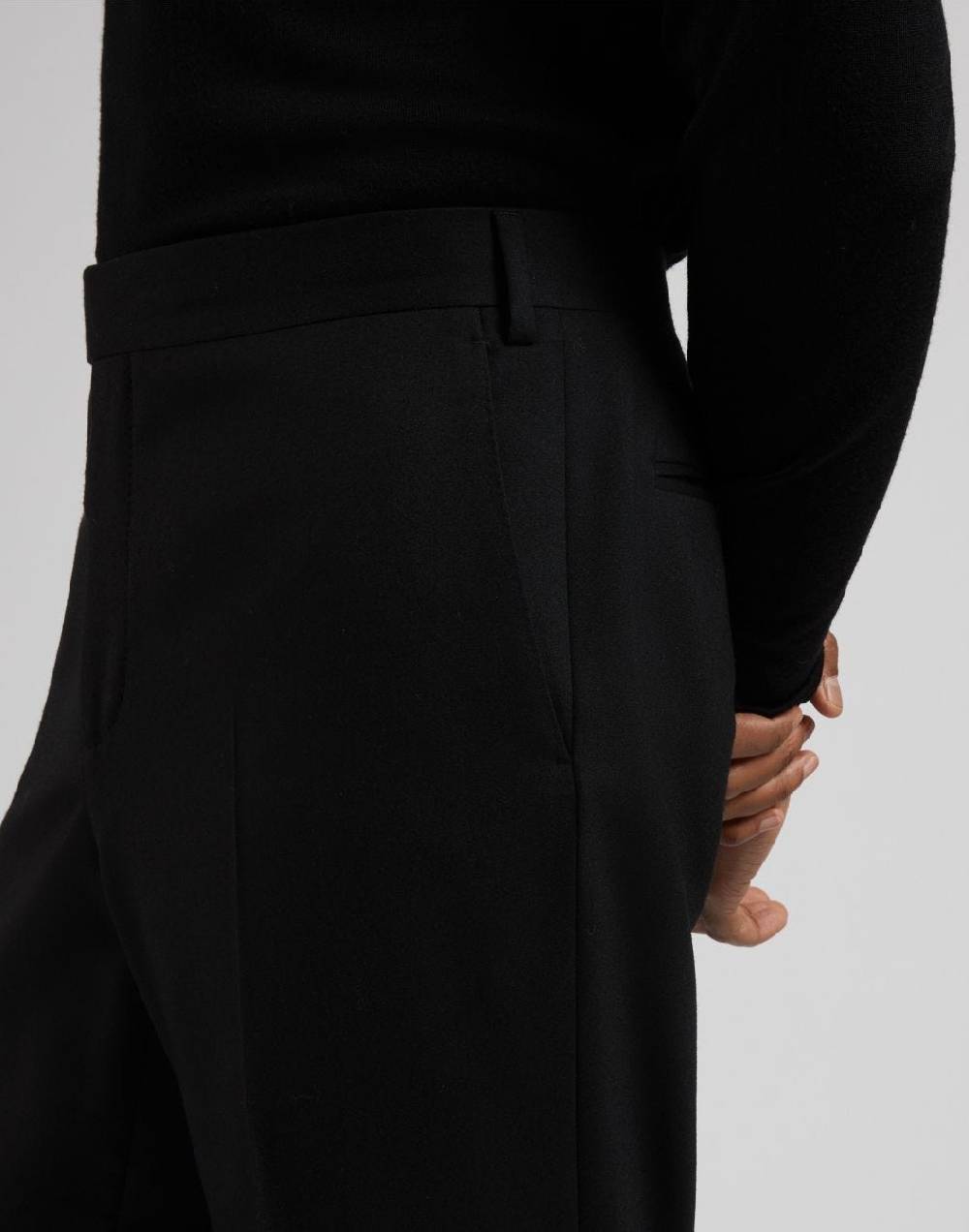 Lardini Pantalone nero in flanella pettinata Saldi Di Fabbrica