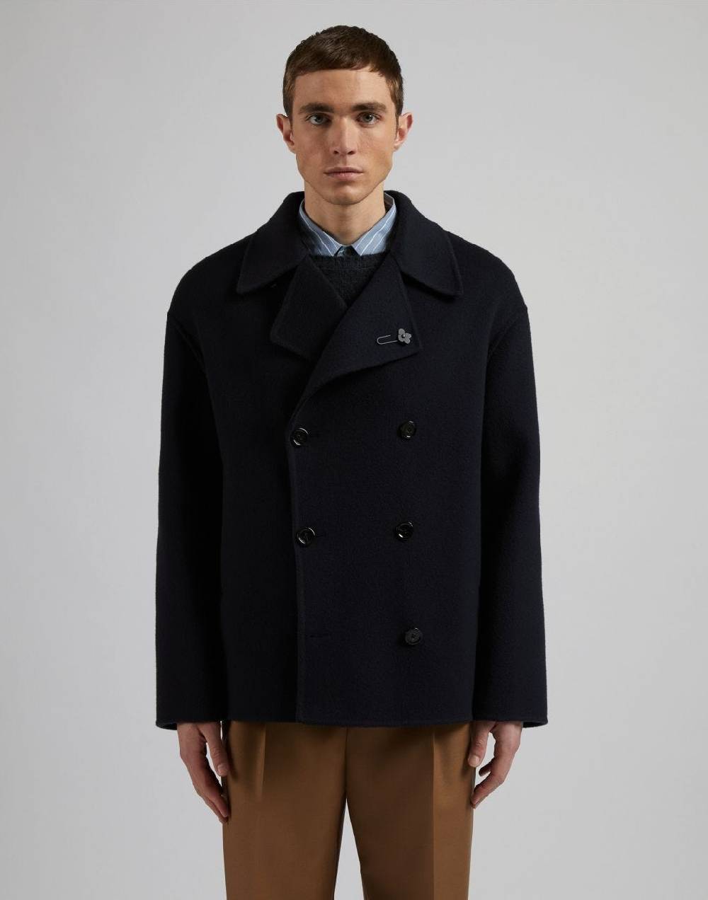 Lardini Caban corto doppiopetto 6 bottoni in lana blu Vendite Flash
