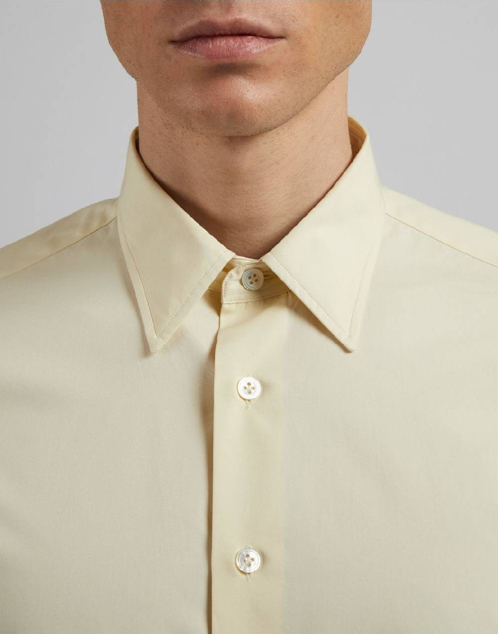 Lardini Camicia gialla in popeline di cotone compact In Saldo