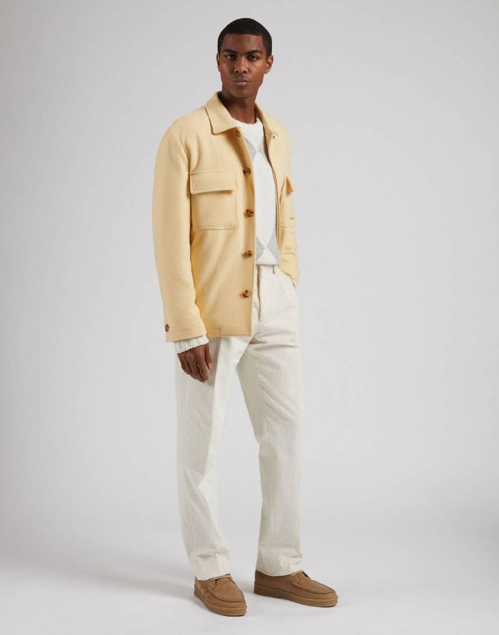 Lardini Pantalone feeling in velluto 500 righe color panna 2025