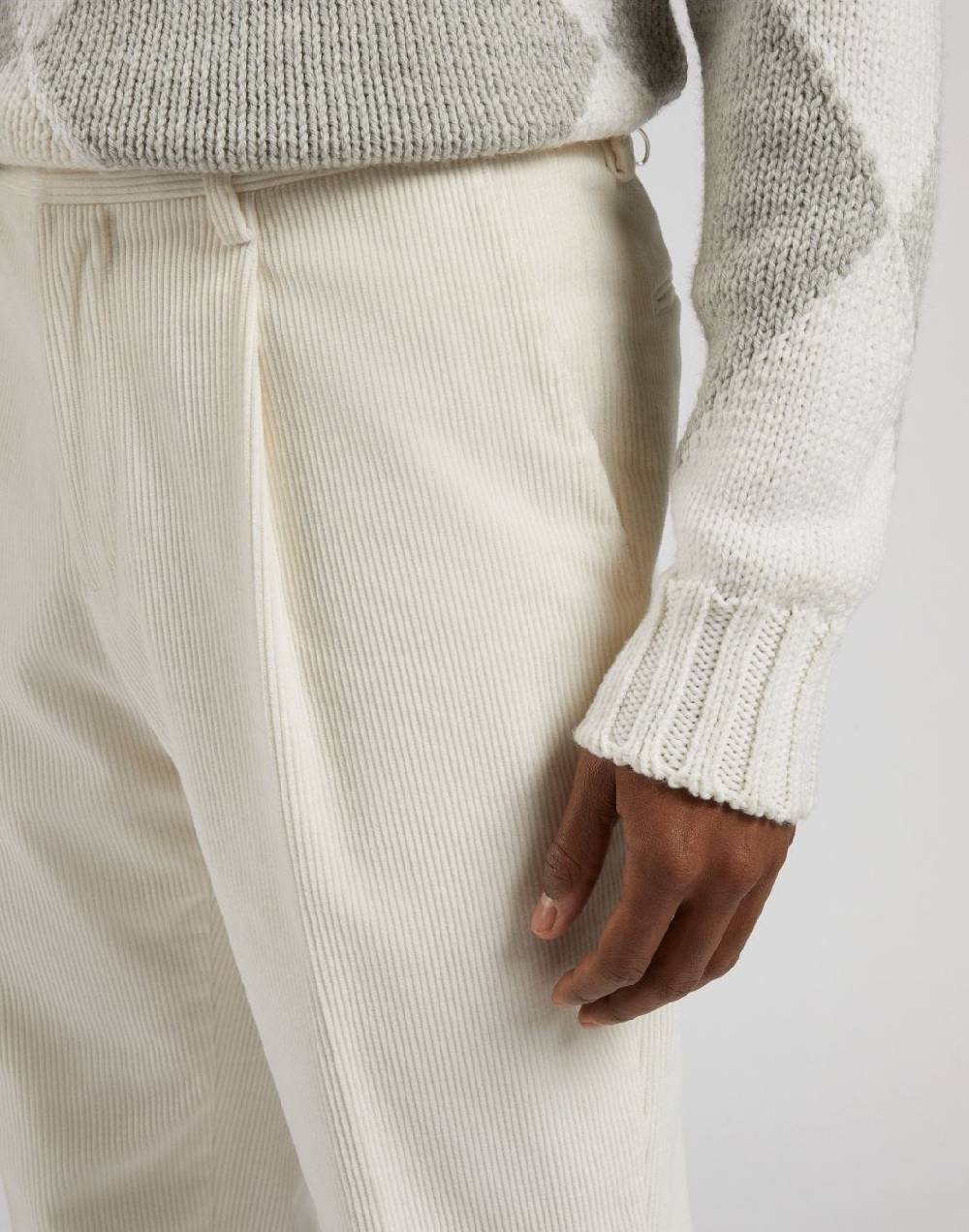 Lardini Pantalone feeling in velluto 500 righe color panna 2025
