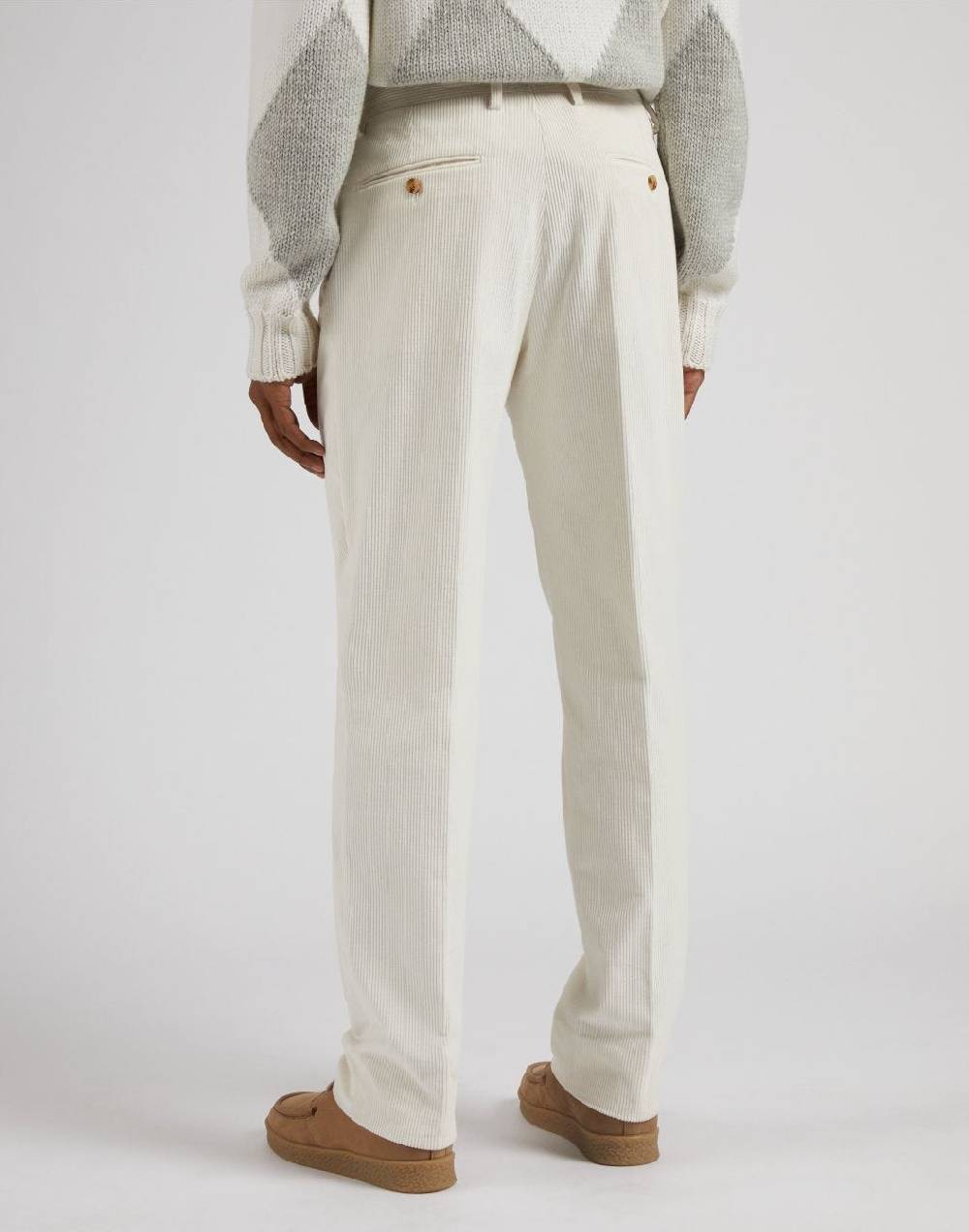 Lardini Pantalone feeling in velluto 500 righe color panna 2025