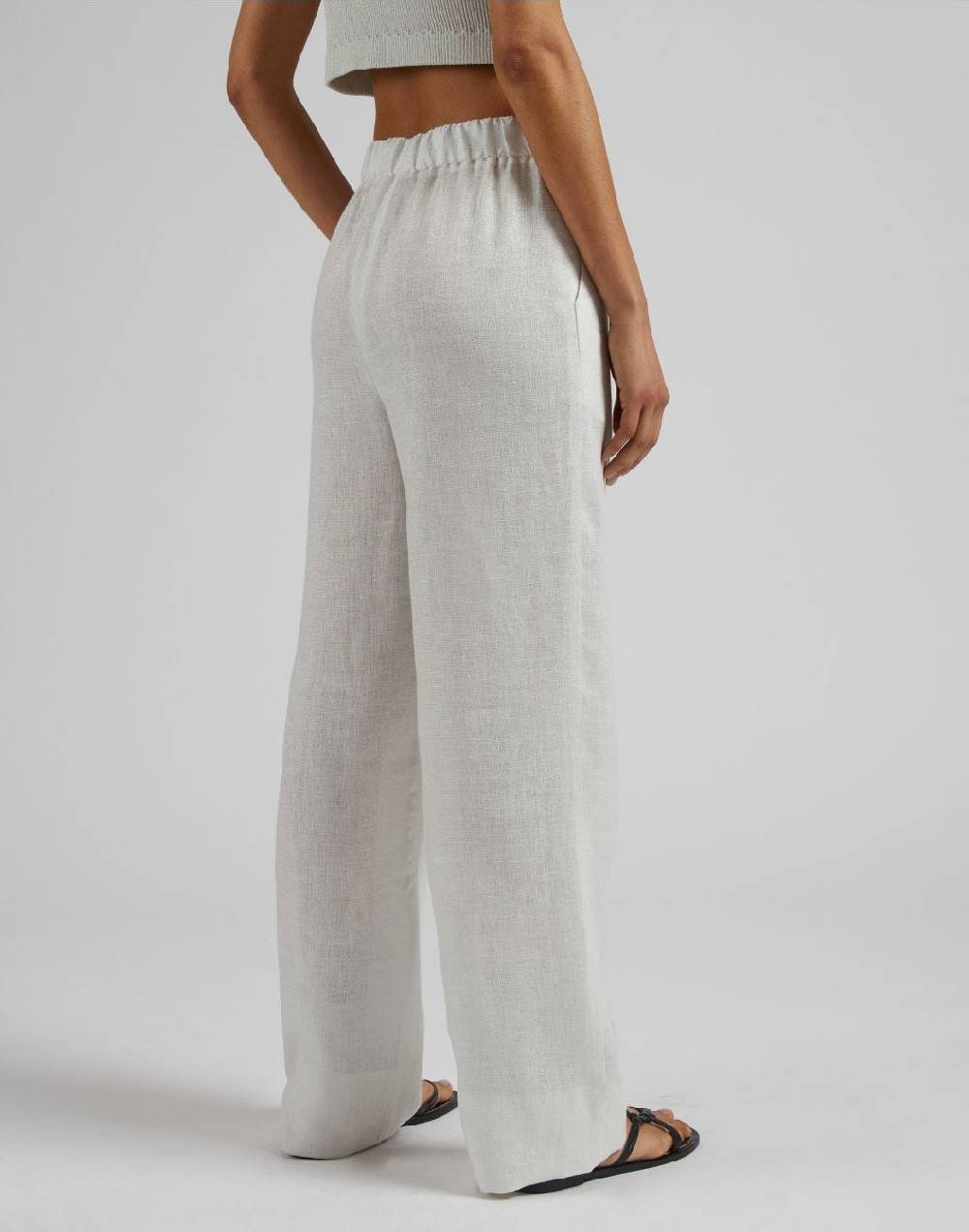 Lardini Pantalone ampio in tela di lino lurex Spedizione Gratuita