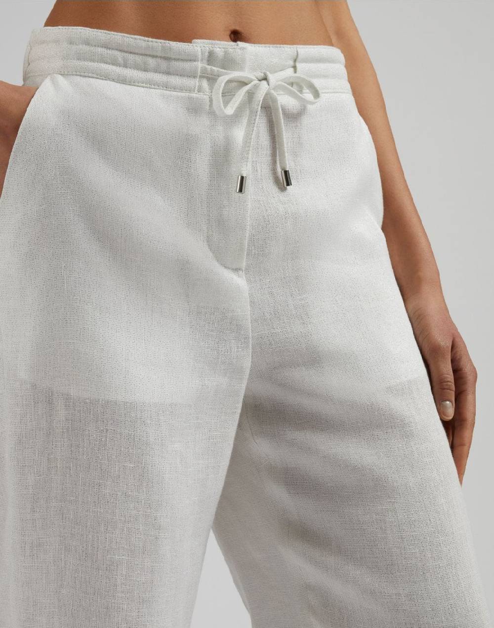 Lardini Pantalone ampio in tela di lino lurex Spedizione Gratuita