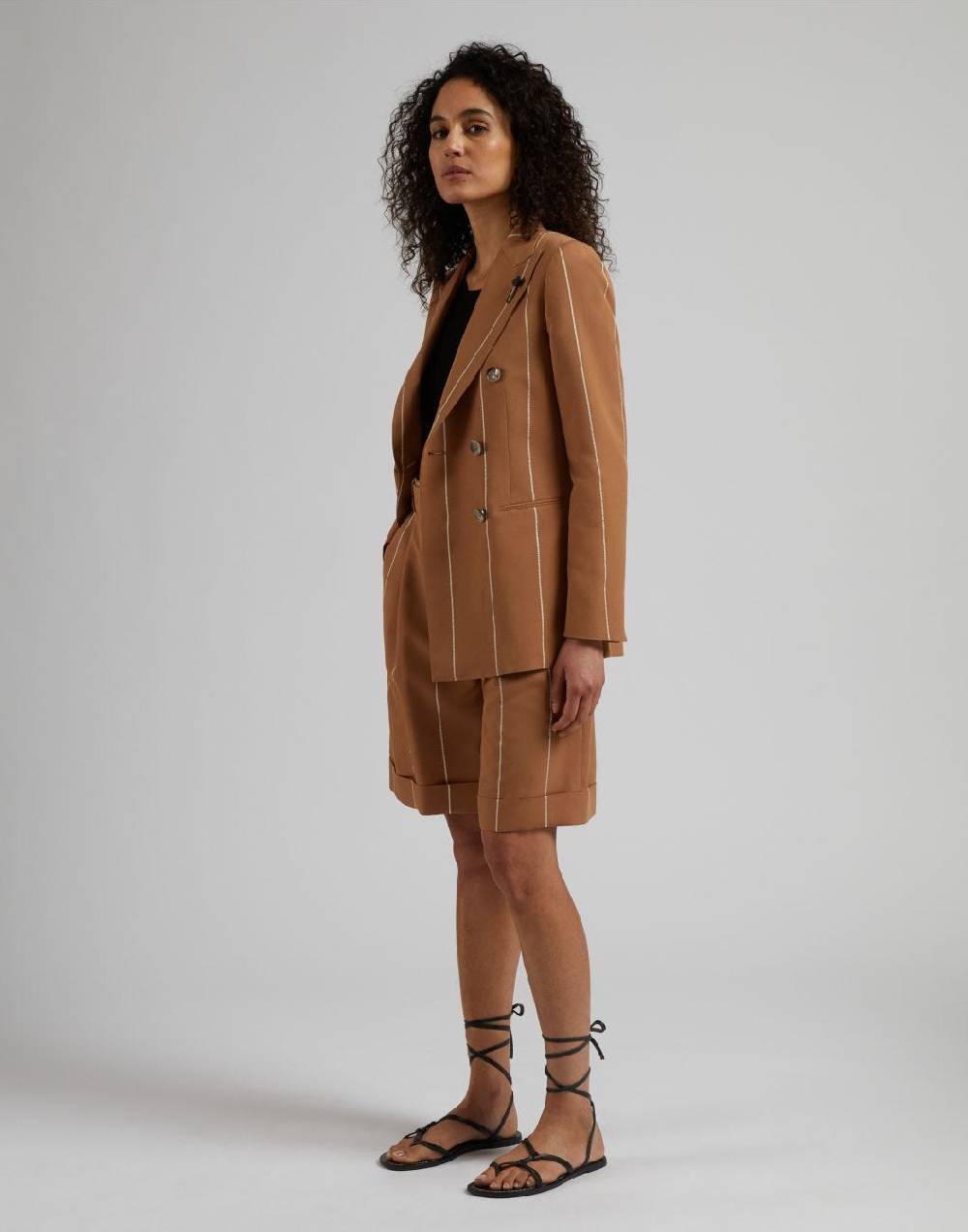 Lardini Blazer doppiopetto ruggine in viscosa gessato largo Acquista Ora