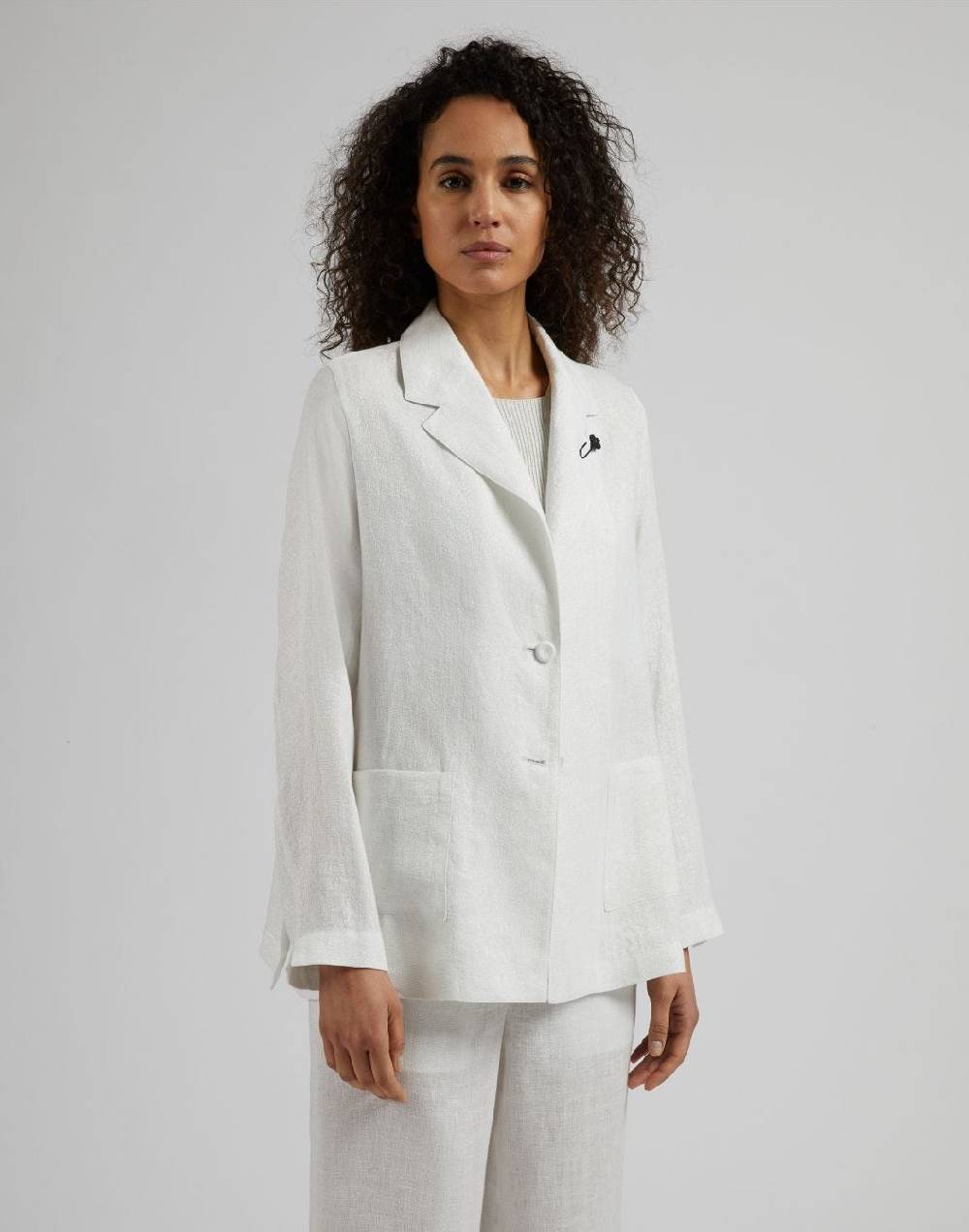 Lardini Giacca monopetto in lino lurex bianco e argento Prezzo Ridotto