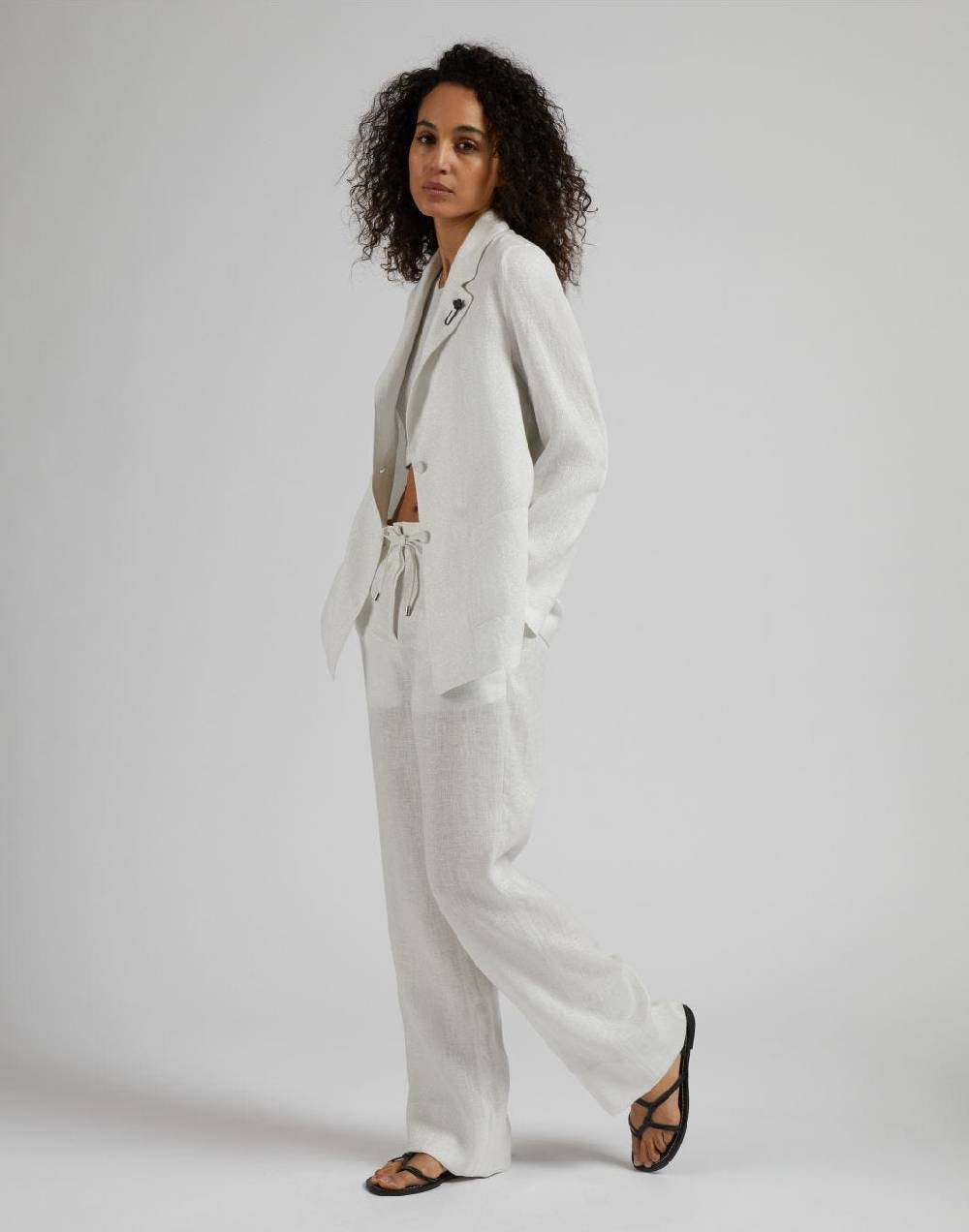 Lardini Giacca monopetto in lino lurex bianco e argento Prezzo Ridotto