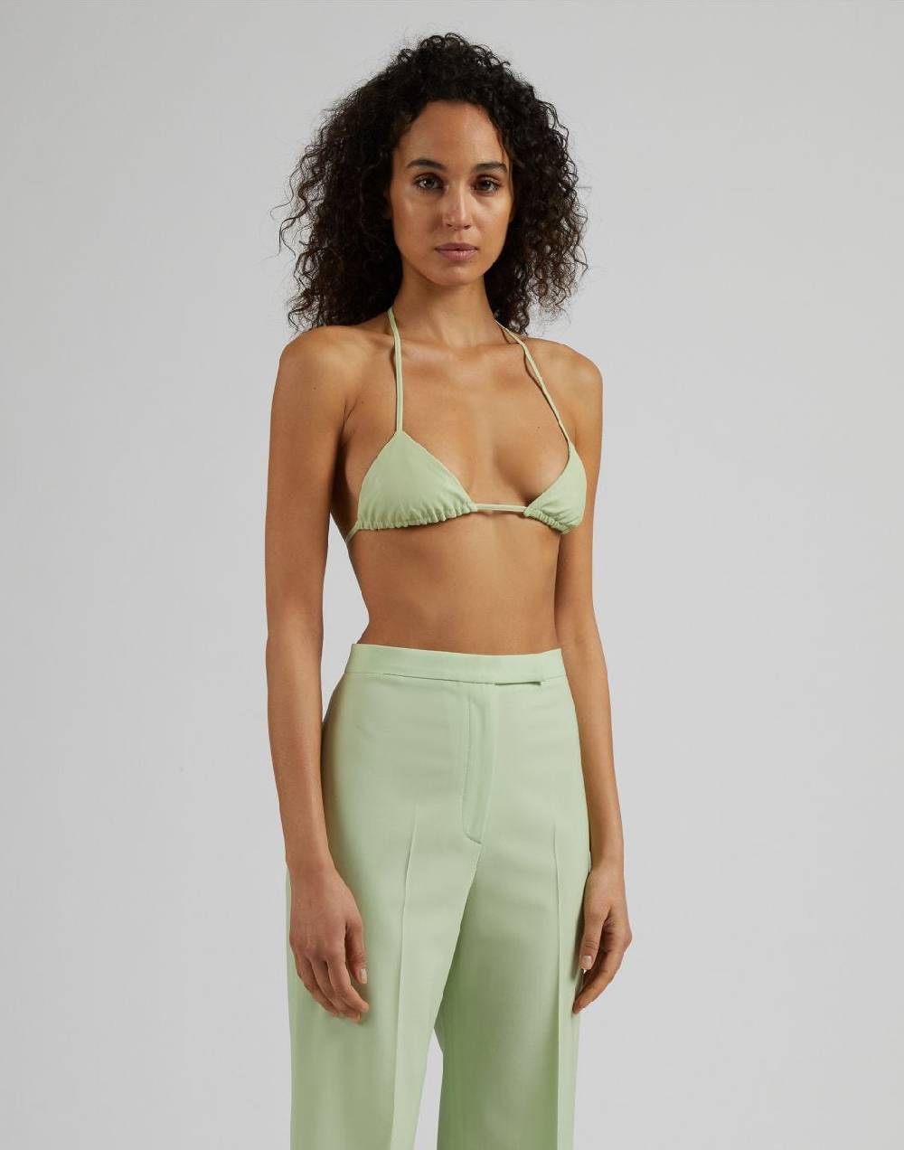 Lardini Bralette in eco-pelle verde pastello con laccetti Convenienza