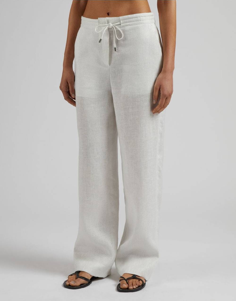 Lardini Pantalone ampio in tela di lino lurex Offerta