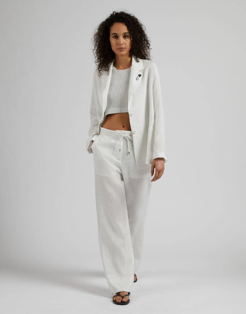 Lardini Pantalone ampio in tela di lino lurex Offerta