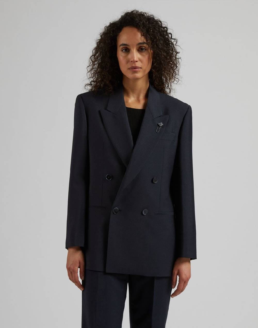 Lardini Giacca doppiopetto foderata in tessuto di lana blu Outlet