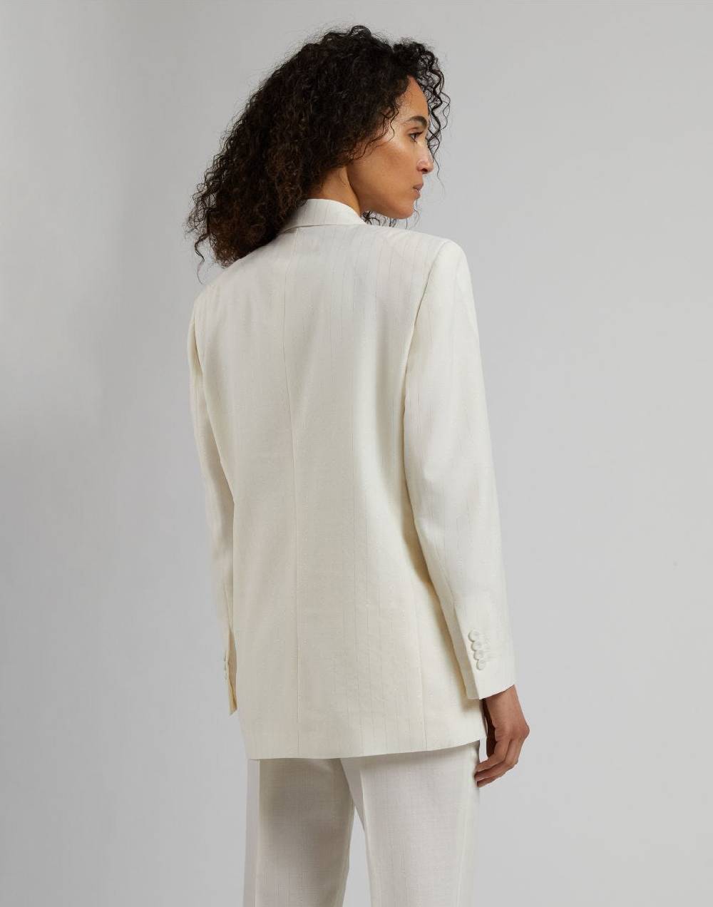 Lardini Giacca doppiopetto in tela di lana gessata lurex In Vendita